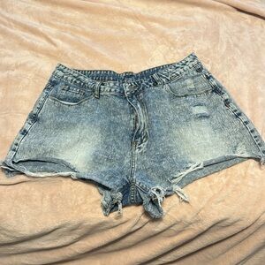 Light wash jean shorts